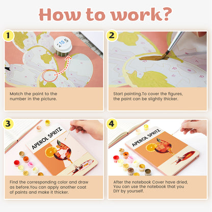 Cocktail Paint by Numbers Notebook - Aperol Spritz Free Shipping - Paintarthub