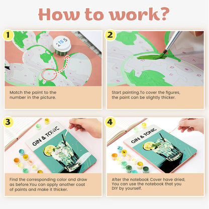 Cocktail Paint by Numbers Notebook - Gin & Tonic Free Shipping - Paintarthub