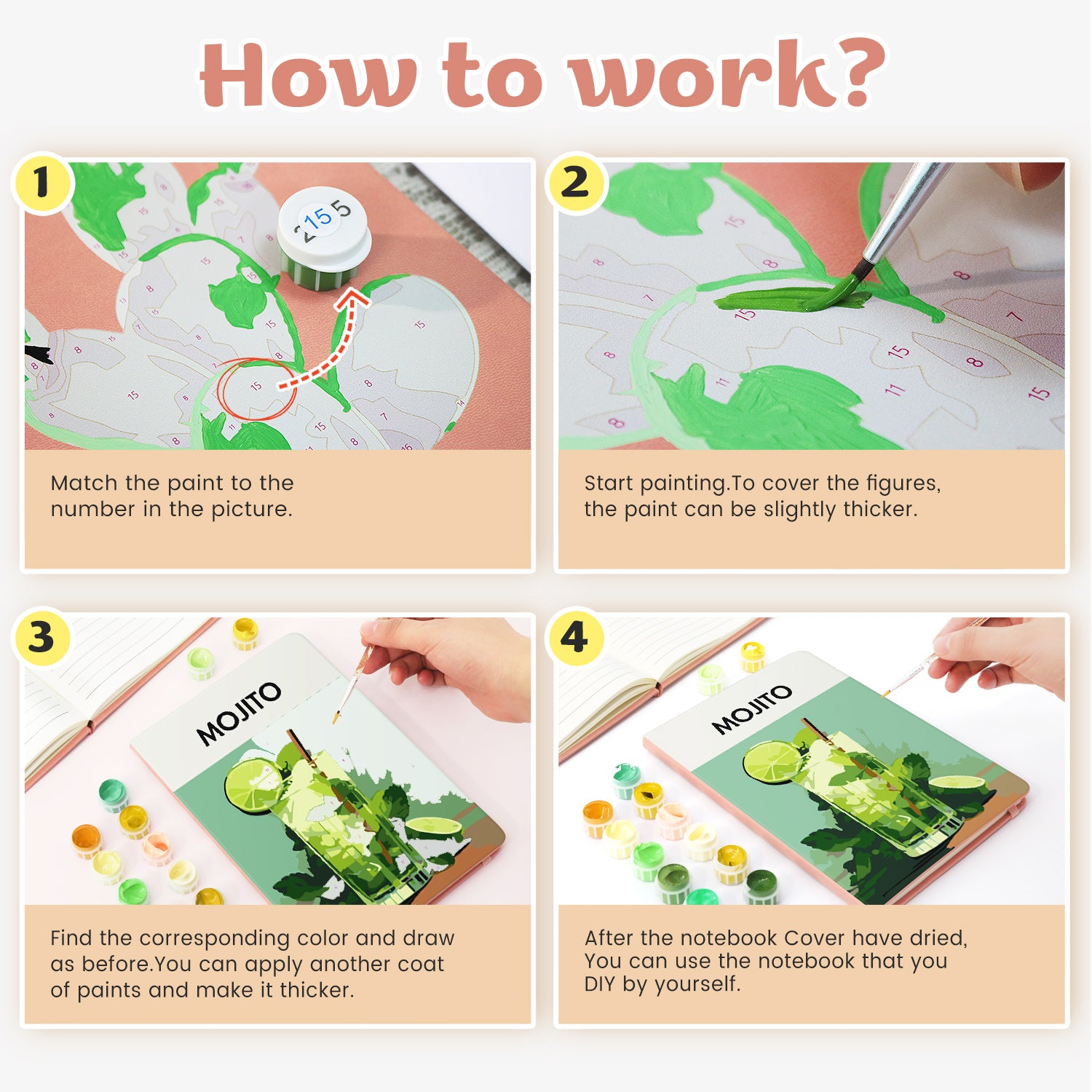 Cocktail Paint by Numbers Notebook - Mojito Free Shipping - Paintarthub