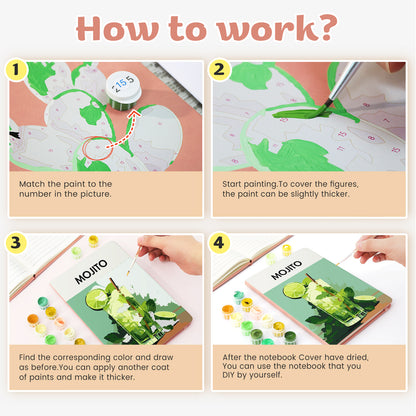 Cocktail Paint by Numbers Notebook - Mojito Free Shipping - Paintarthub