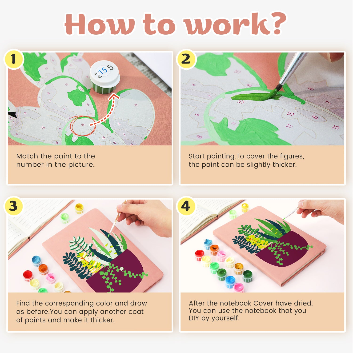 Plant Paint by Numbers Notebook - Succulent Arrangement Free Shipping - Paintarthub