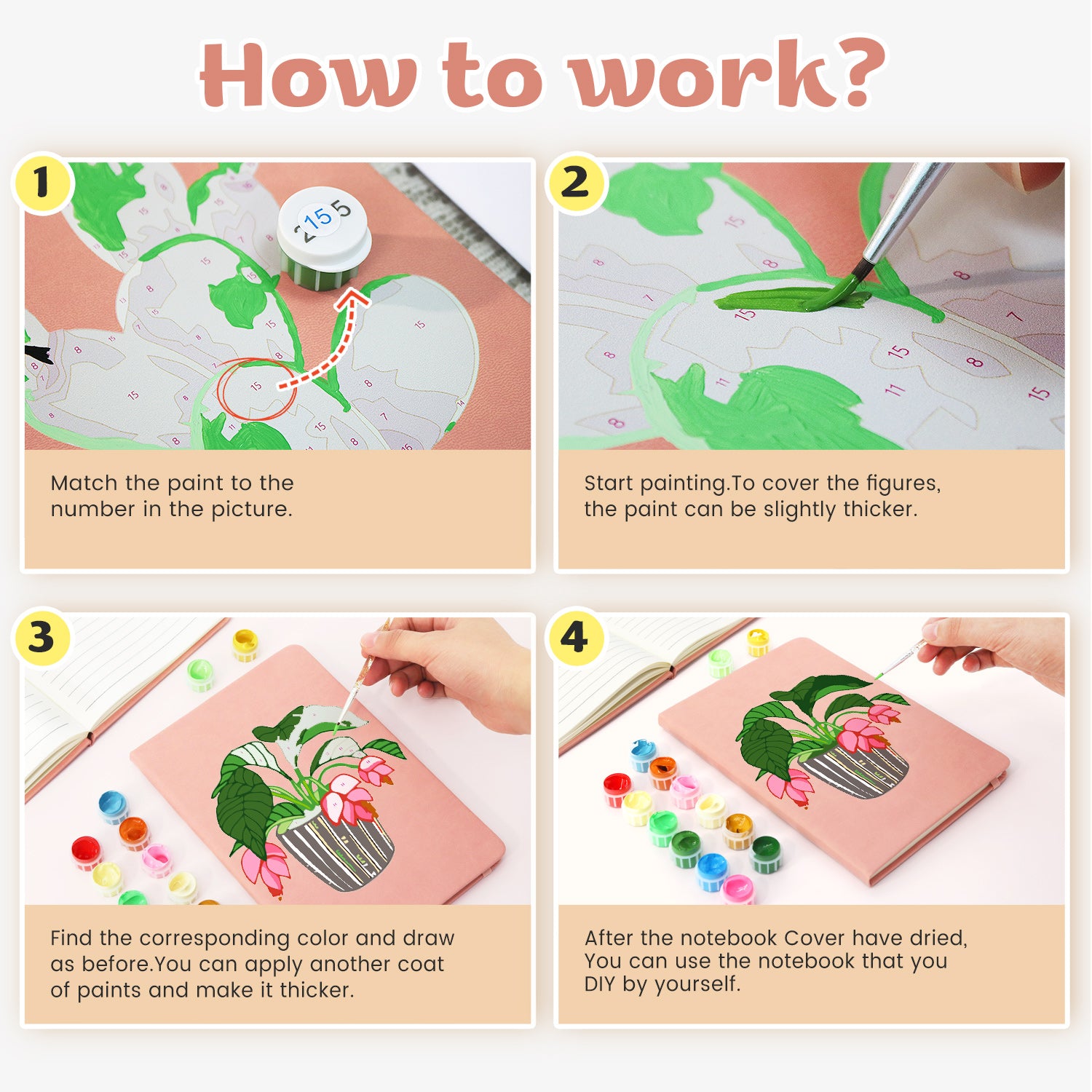 Plant Paint by Numbers Notebook - Shrimp Plant Free Shipping - Paintarthub