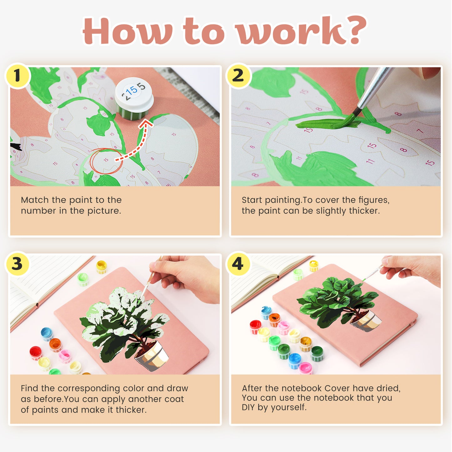 Plant Paint by Numbers Notebook - Fiddle Leaf Fig Free Shipping - Paintarthub