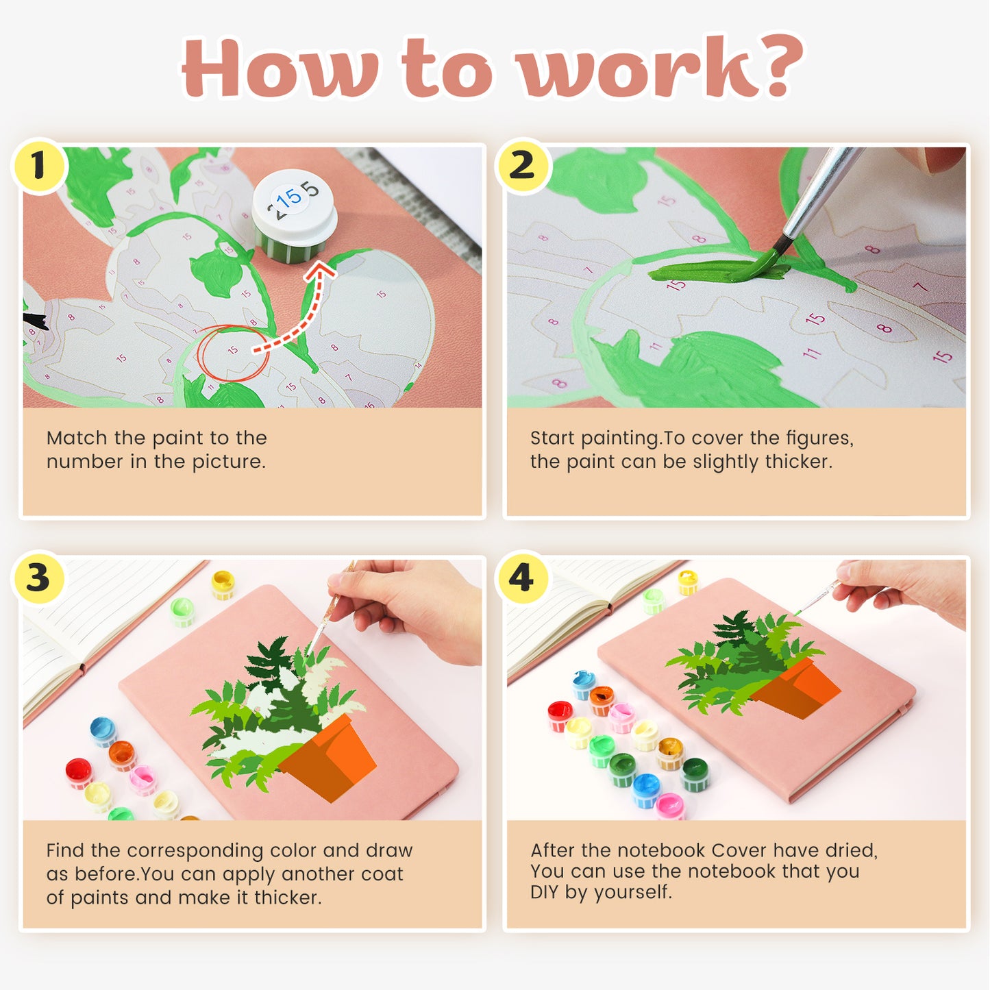 Plant Paint by Numbers Notebook - Pothos Free Shipping - Paintarthub