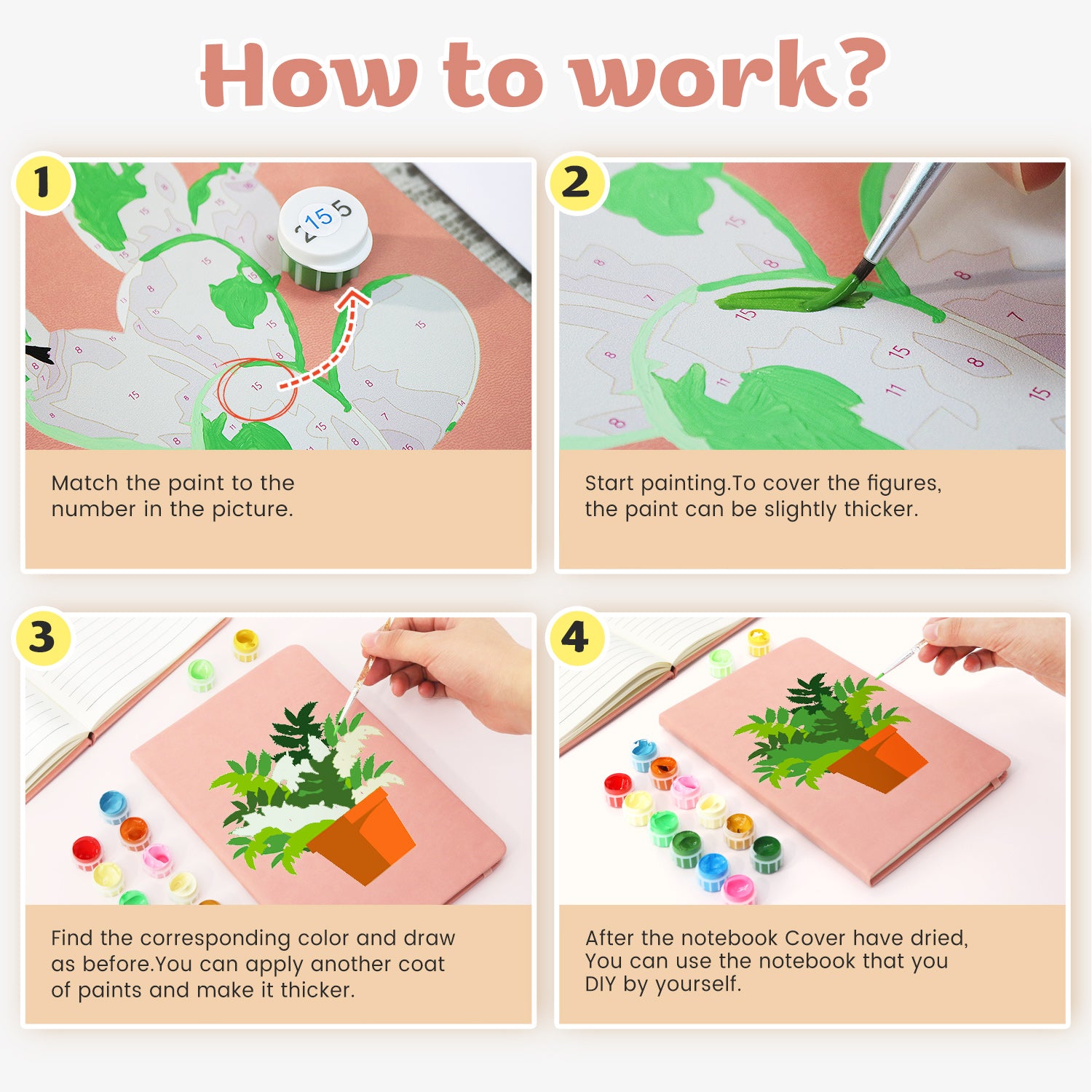 Plant Paint by Numbers Notebook - Pothos Free Shipping - Paintarthub