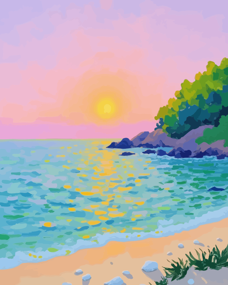 Sunset Beach Serenity Paint by Numbers for Adults by Paintarthub