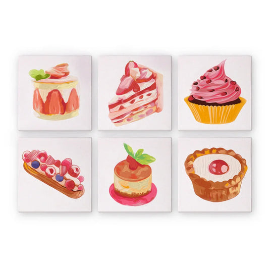 Mini Paint by Numbers 6 Pieces - Sweet Treats Free Shipping - Paintarthub