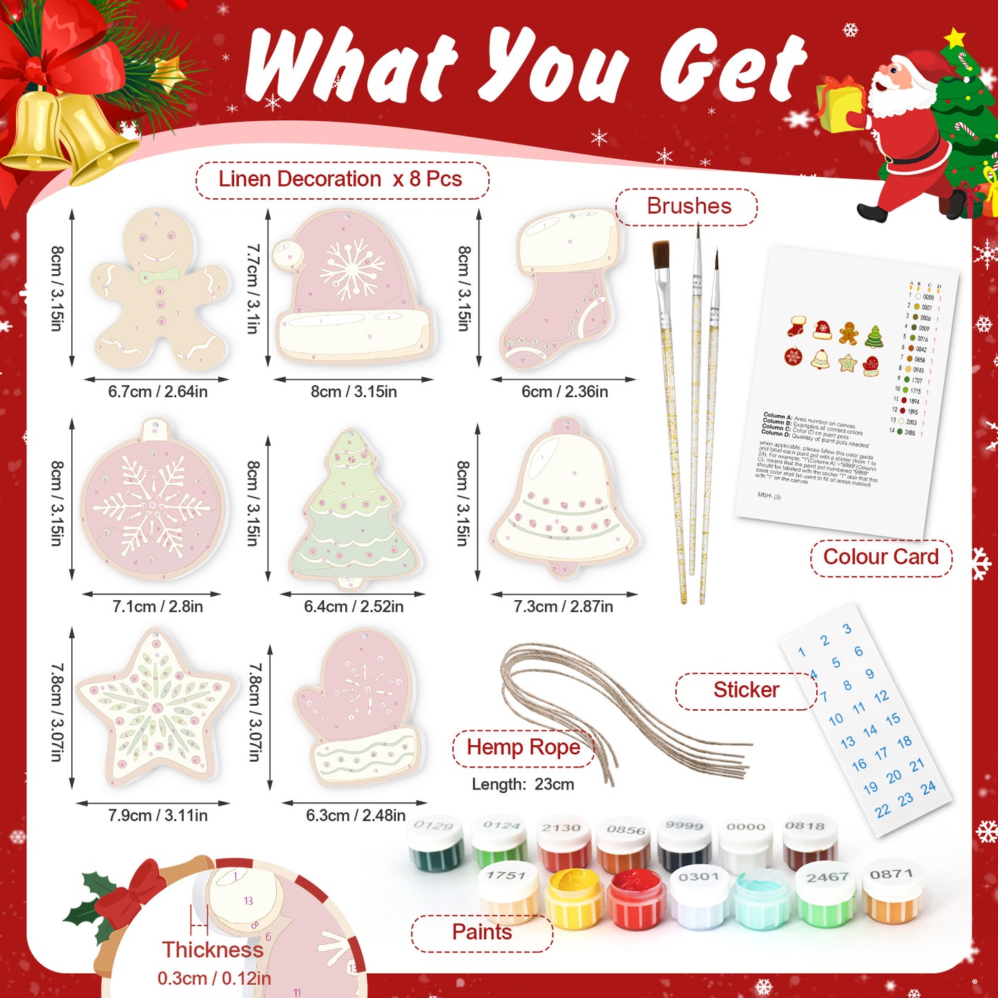 Warm Winter Wishes – Christmas Ornament Paint by Numbers Kit (8pcs) Free Shipping - Paintarthub