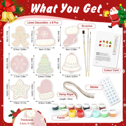 Warm Winter Wishes – Christmas Ornament Paint by Numbers Kit (8pcs) Free Shipping - Paintarthub