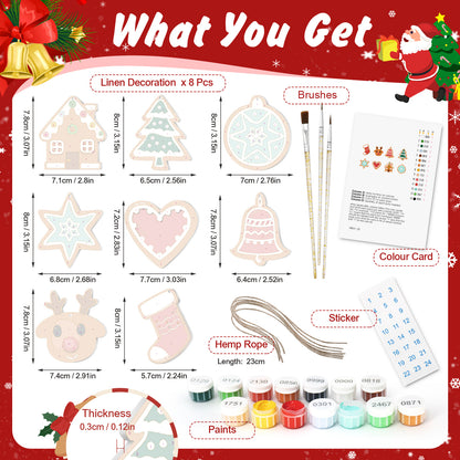 Pastel Holiday Charm – Christmas Ornament Paint by Numbers Kit (8pcs) Free Shipping - Paintarthub