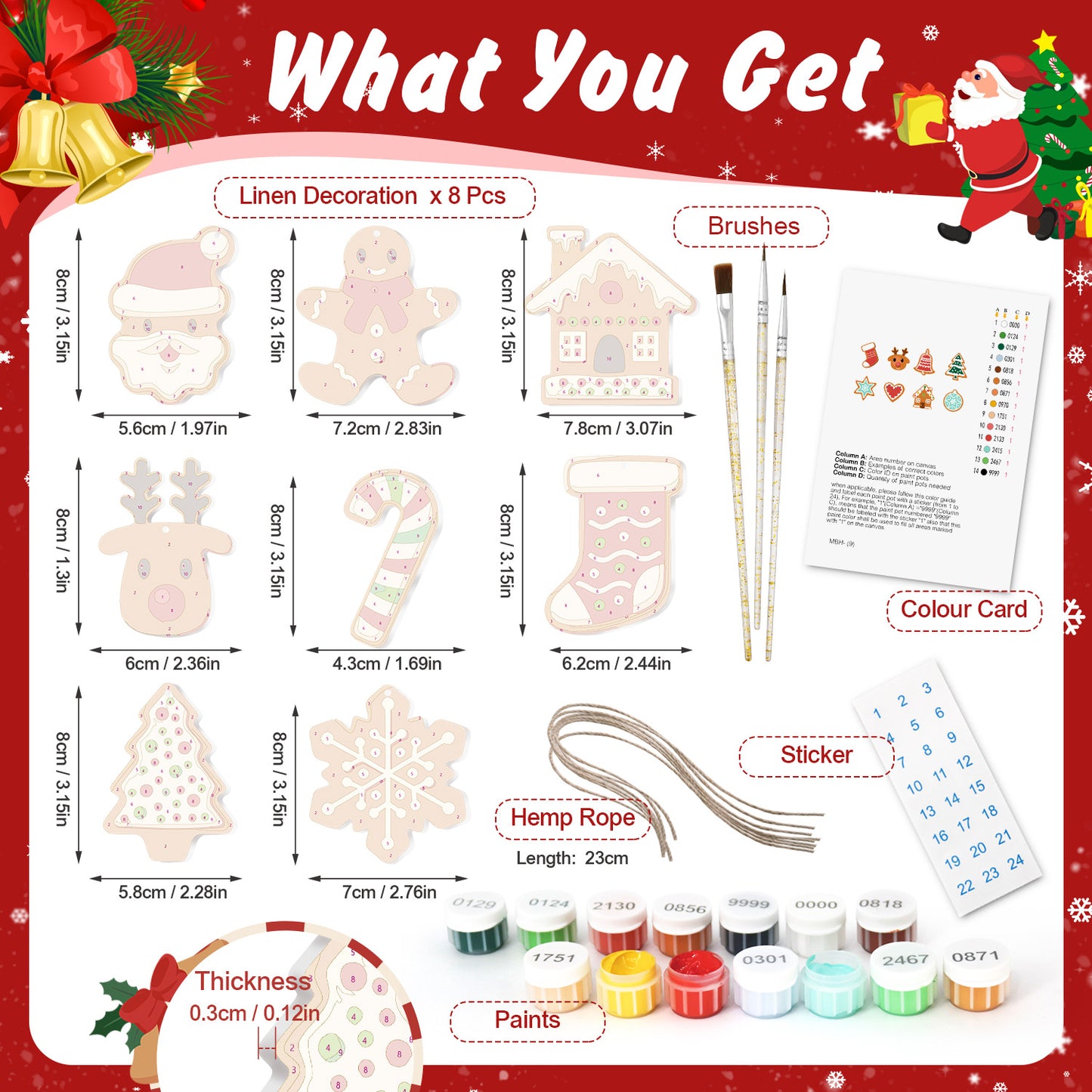 Classic Holiday Cheer – Christmas Ornament Paint by Numbers Kit (8pcs) Free Shipping - Paintarthub