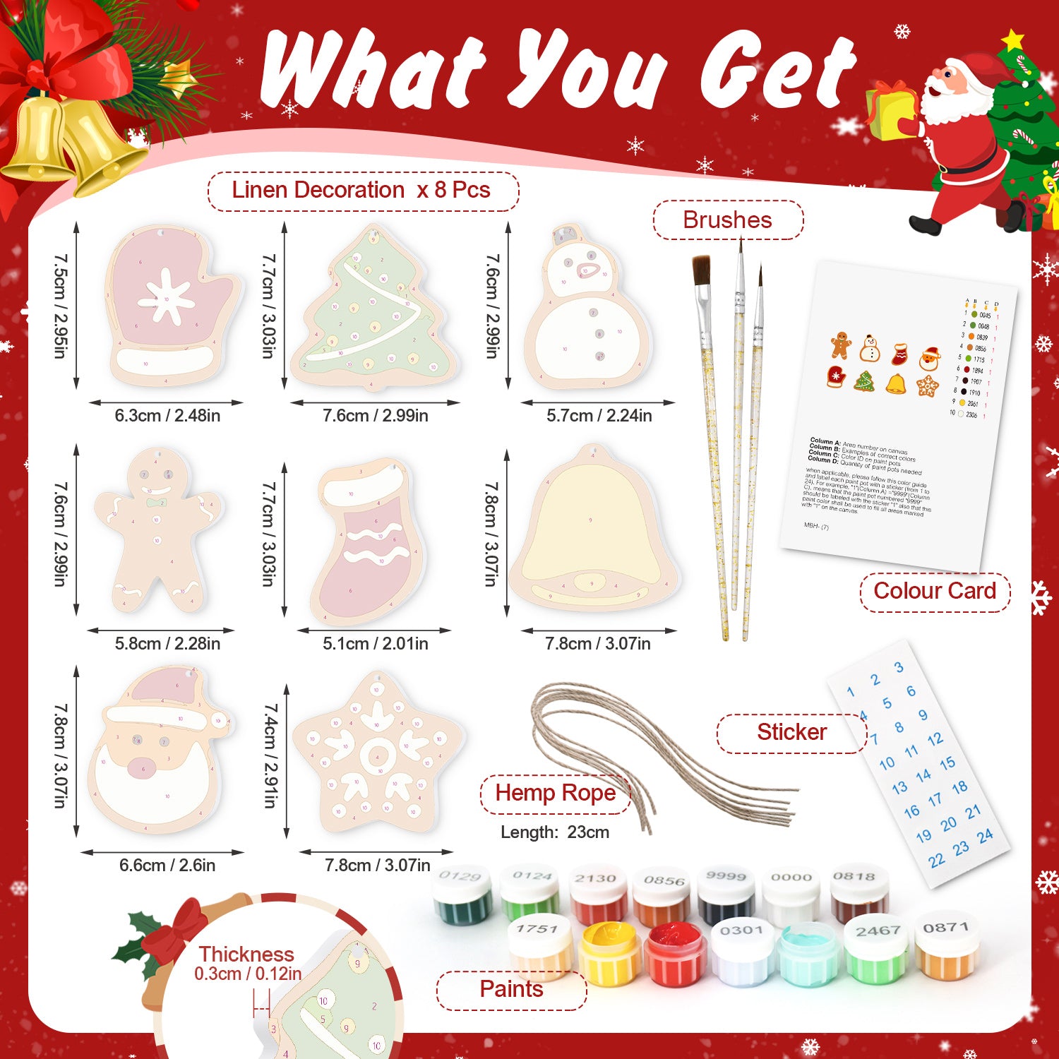 Whimsical Christmas Joy – Playful Ornament Paint by Numbers Kit (8pcs) Free Shipping - Paintarthub