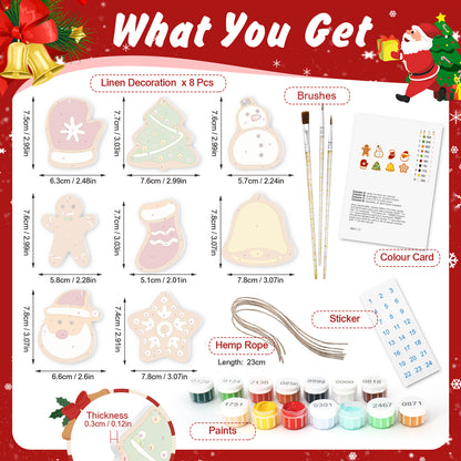 Whimsical Christmas Joy – Playful Ornament Paint by Numbers Kit (8pcs) Free Shipping - Paintarthub