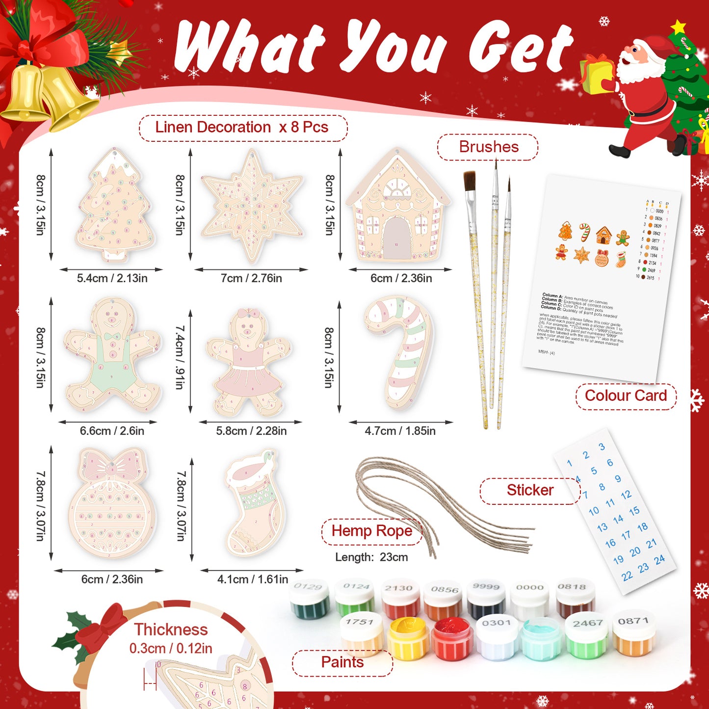 Gingerbread Village – Christmas Ornament Paint by Numbers Kit (8pcs) Free Shipping - Paintarthub