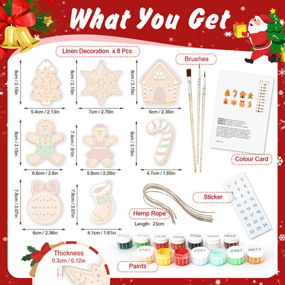 Gingerbread Village – Christmas Ornament Paint by Numbers Kit (8pcs) Free Shipping - Paintarthub