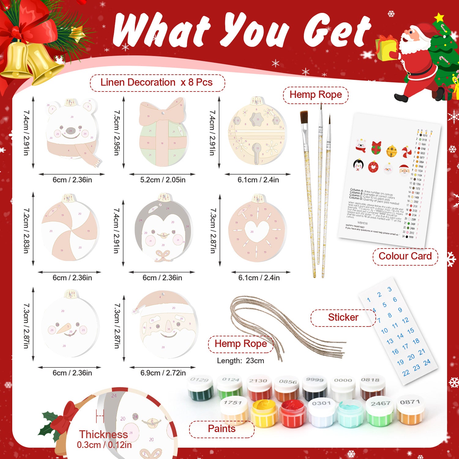 Christmas Animal Ornaments Paint by Numbers Kit (8pcs) Free Shipping - Paintarthub