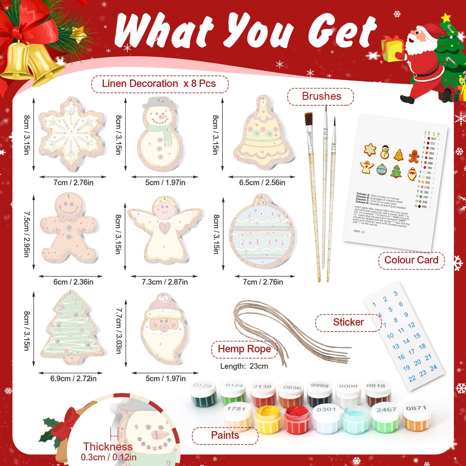 Snowy Wonderland – Christmas Ornament Paint by Numbers Kit (8pcs) Free Shipping - Paintarthub