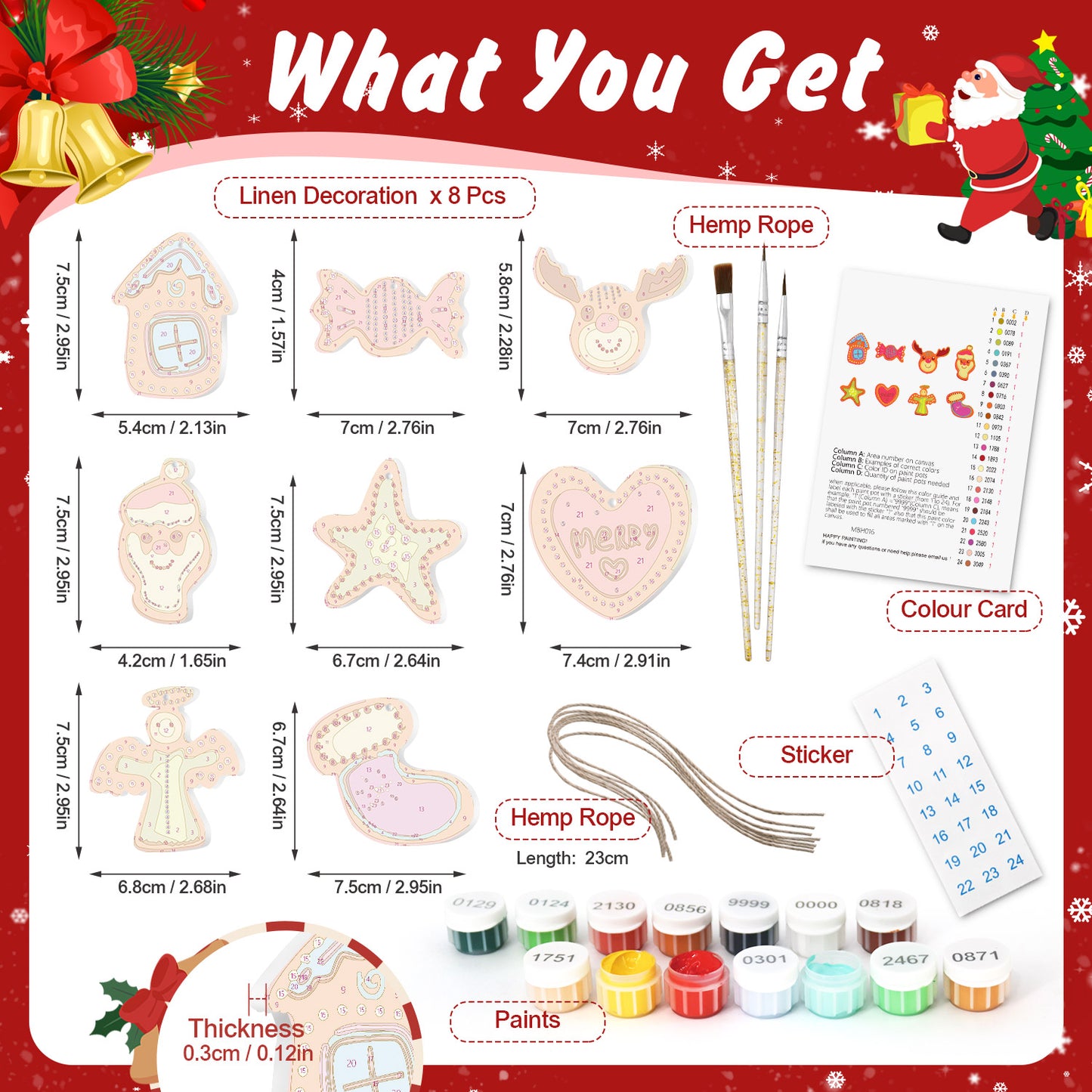 Colorful Christmas Ornaments Paint by Numbers Kit (8pcs) Free Shipping - Paintarthub