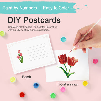 Floral Paint by Numbers Postcard Kit – Set of 5 Cards