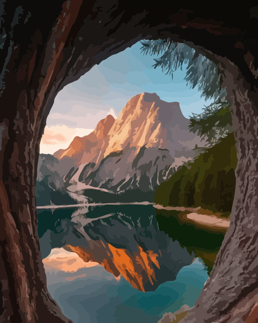 Hidden Lake Sunset Paint by Numbers for Adults by Paintarthub