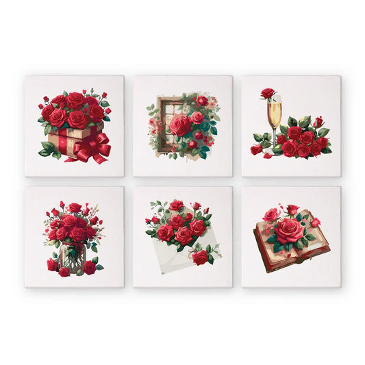 Mini Paint by Numbers 6 Pieces - Classic Roses Free Shipping - Paintarthub