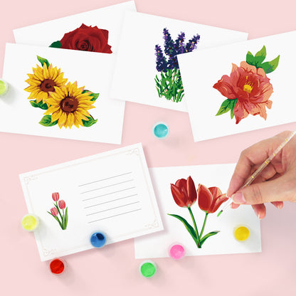 Floral Paint by Numbers Postcard Kit – Set of 5 Cards