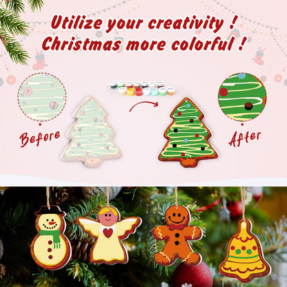 Snowy Wonderland – Christmas Ornament Paint by Numbers Kit (8pcs) Free Shipping - Paintarthub