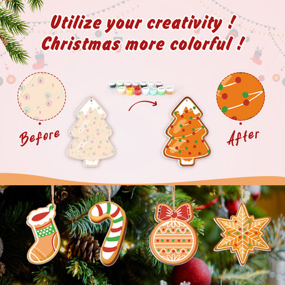 Gingerbread Village – Christmas Ornament Paint by Numbers Kit (8pcs) Free Shipping - Paintarthub
