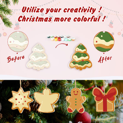 Gingerbread Cookie Ornaments Paint by Numbers Kit (8pcs) Free Shipping - Paintarthub