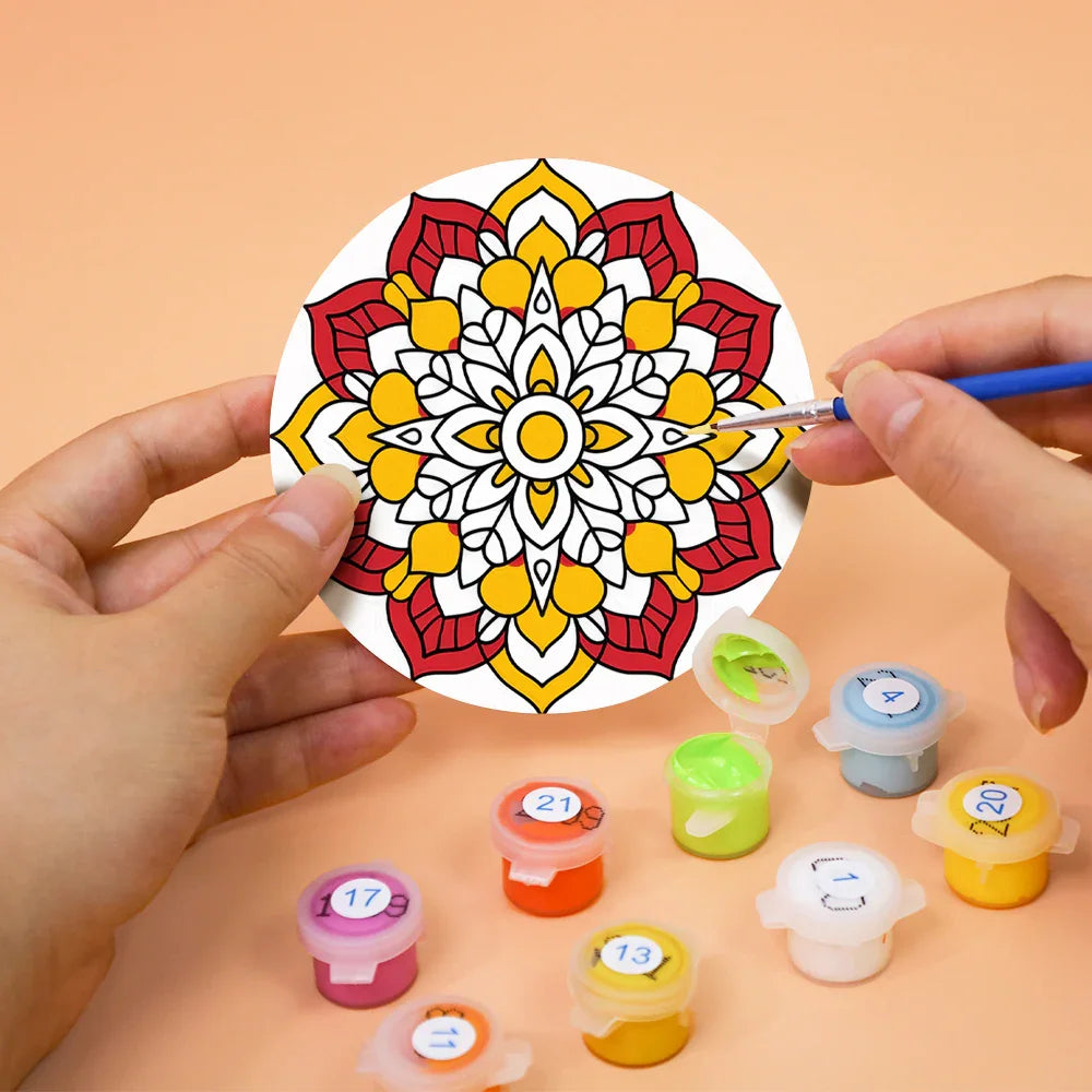 Paint by Numbers Coasters 6 Pieces - Mandala Pattern Free Shipping - Paintarthub