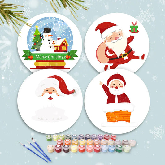 Paint by Numbers Placemats 4 Pieces - Christmas Characters and Scenes Free Shipping - Paintarthub