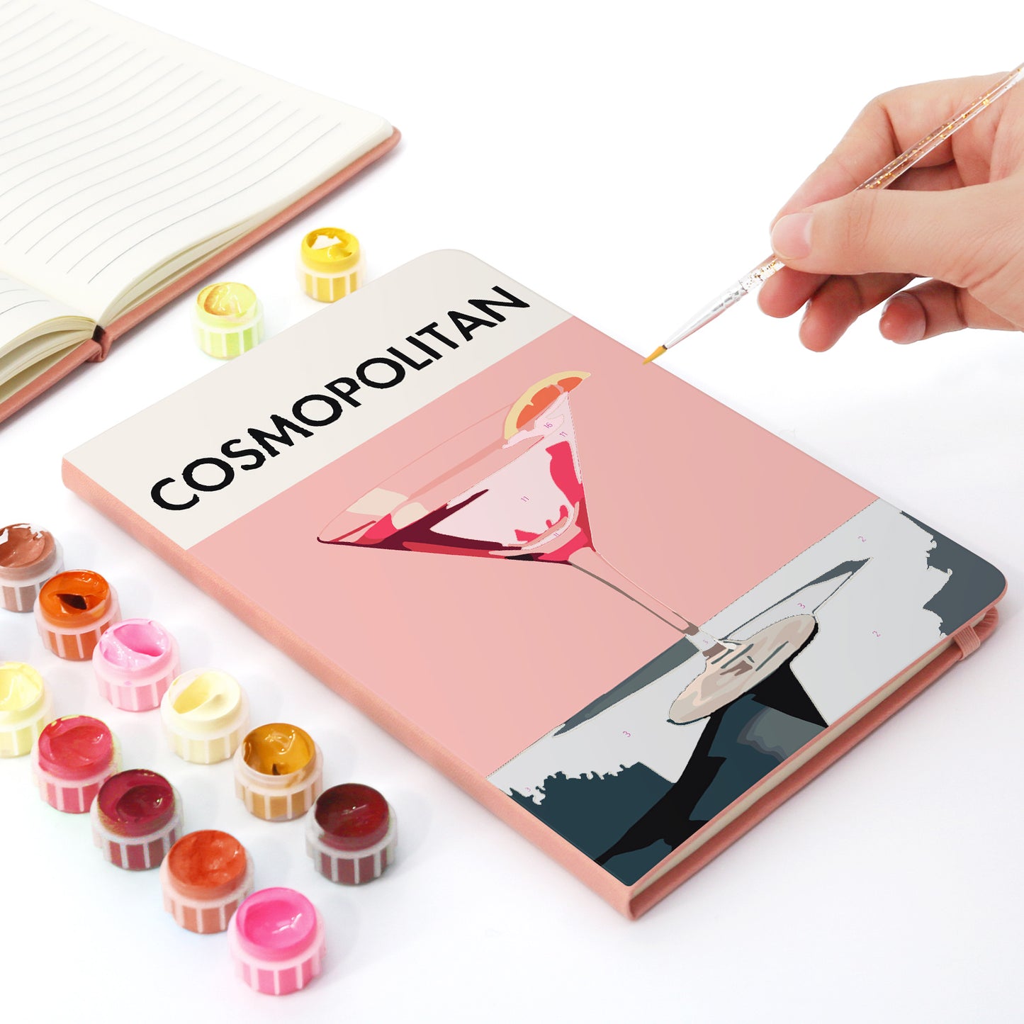 Cocktail Paint by Numbers Notebook - Cosmopolitan Free Shipping - Paintarthub