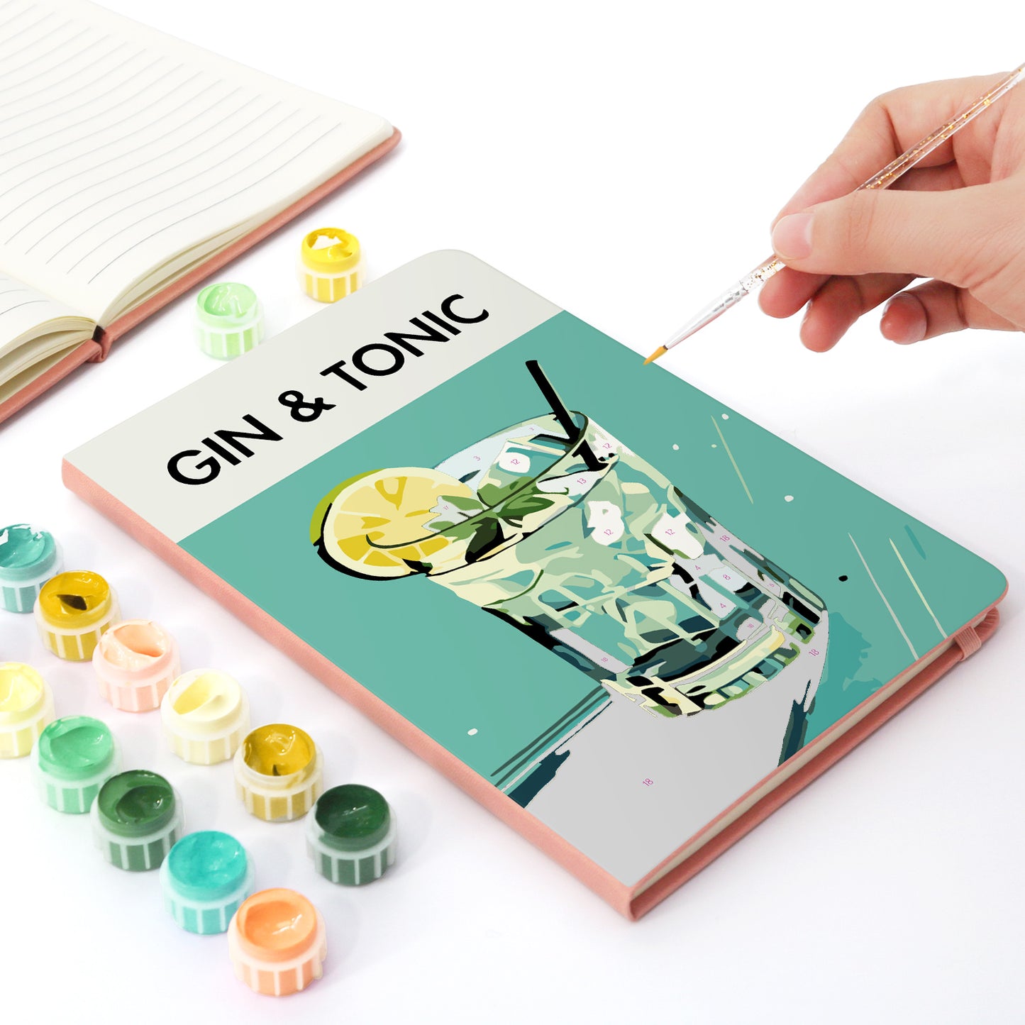 Cocktail Paint by Numbers Notebook - Gin & Tonic Free Shipping - Paintarthub