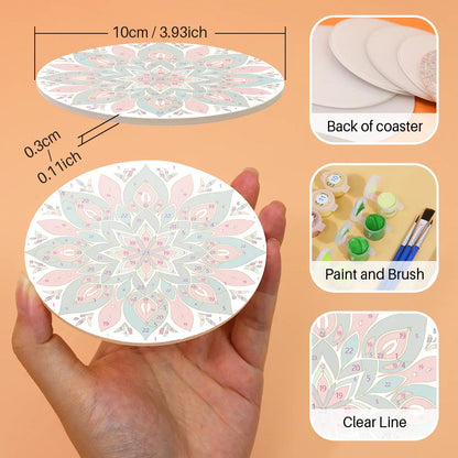 Paint by Numbers Coasters 6 Pieces - Mandala Pattern Free Shipping - Paintarthub