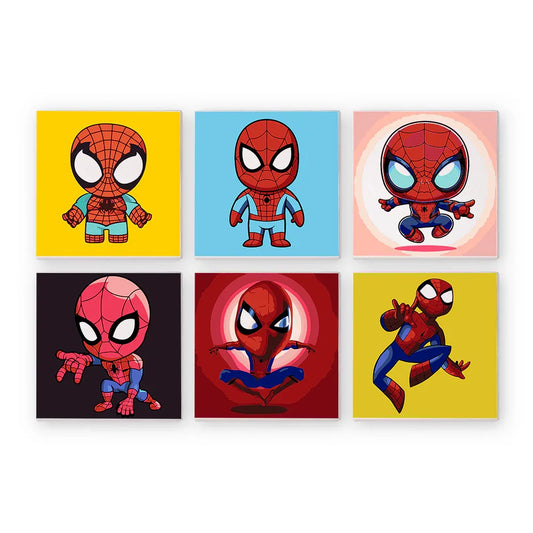 Mini Paint by Numbers 6 Pieces - Spider-Man Action Figures Free Shipping - Paintarthub