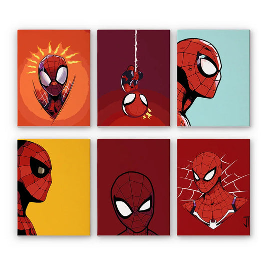 Mini Paint by Numbers 6 Pieces - Spider-Man Action Hero Free Shipping - Paintarthub