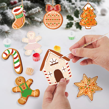 Gingerbread Village – Christmas Ornament Paint by Numbers Kit (8pcs) Free Shipping - Paintarthub