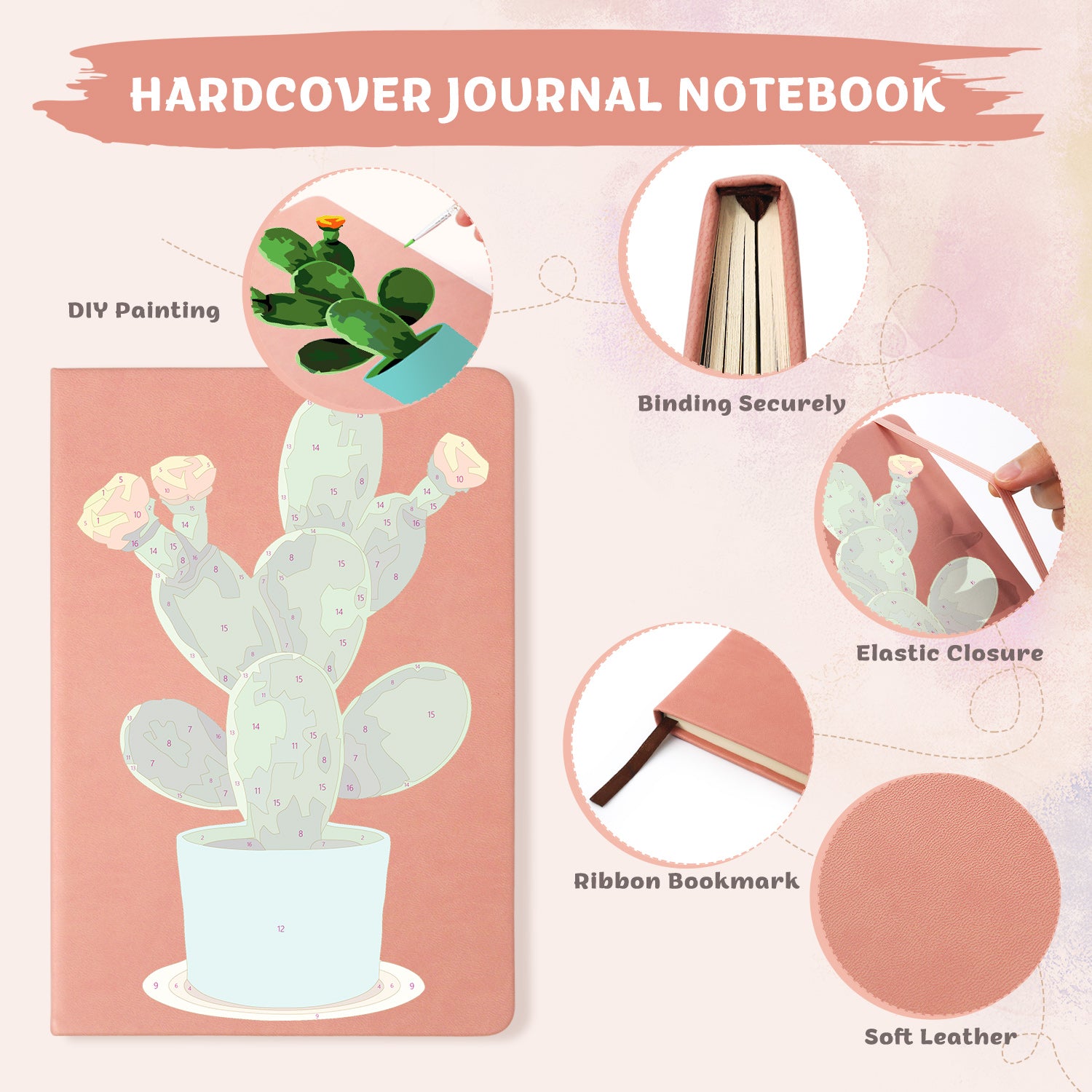 Plant Paint by Numbers Notebook - Flowering Cactus Free Shipping - Paintarthub