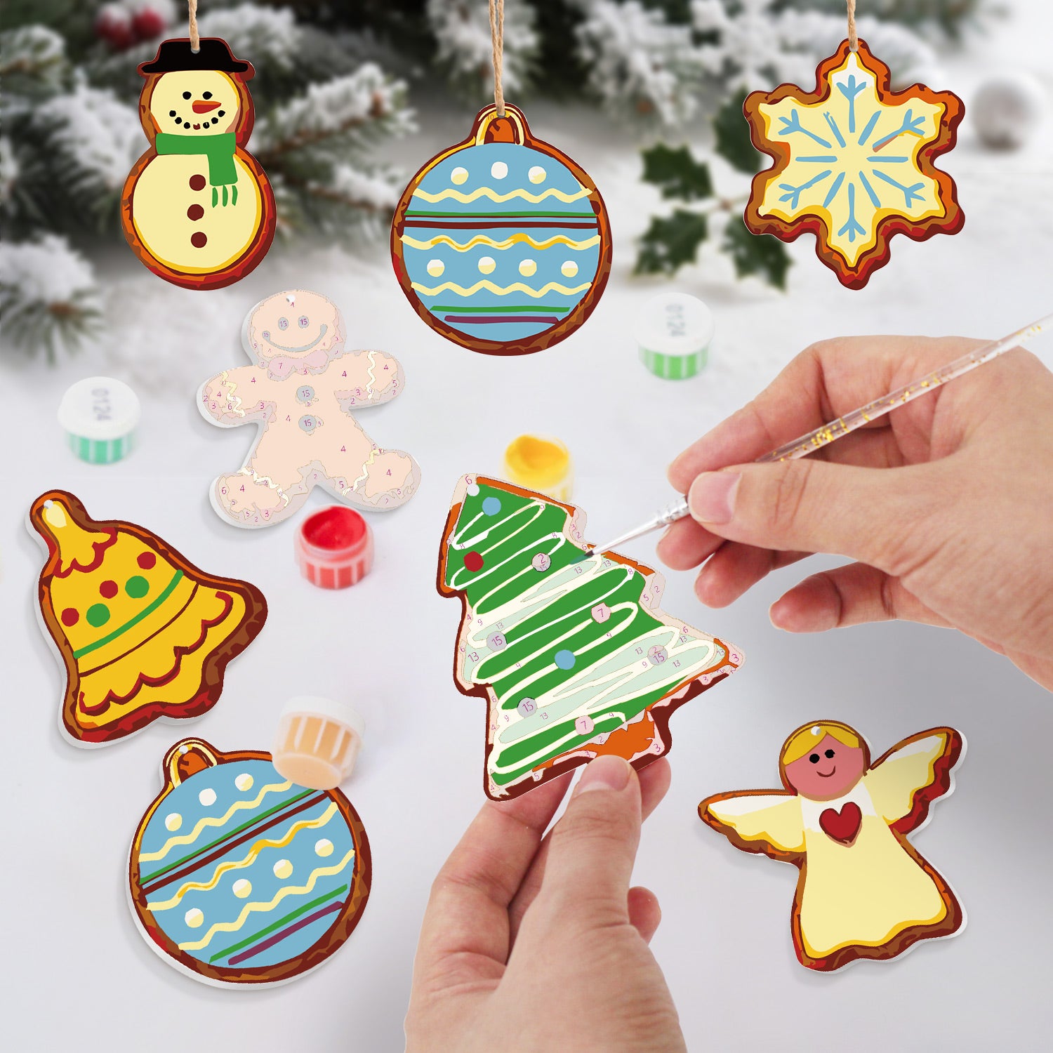 Snowy Wonderland – Christmas Ornament Paint by Numbers Kit (8pcs) Free Shipping - Paintarthub
