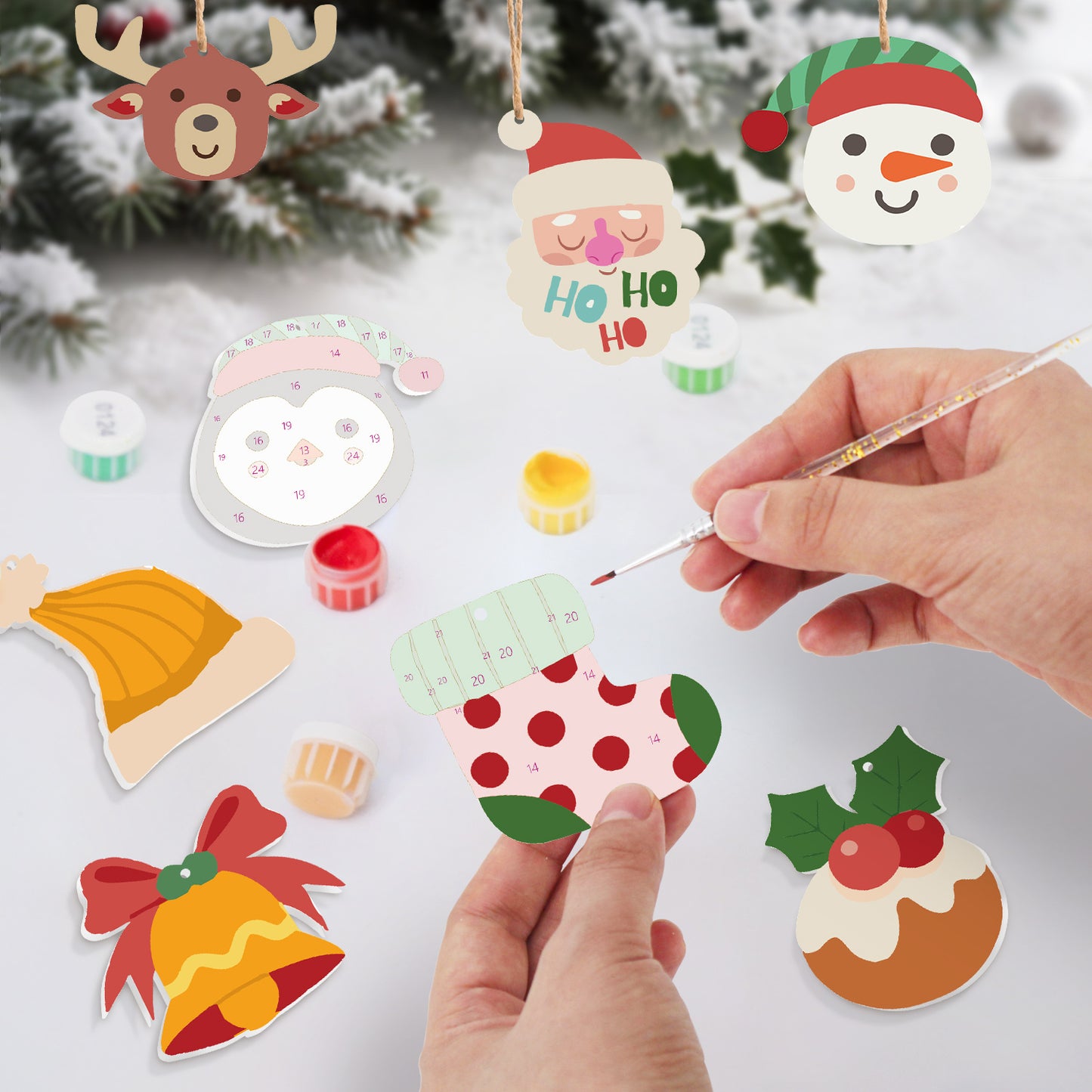 Polar Christmas Friends Paint by Numbers Ornament Kit (8pcs) Free Shipping - Paintarthub