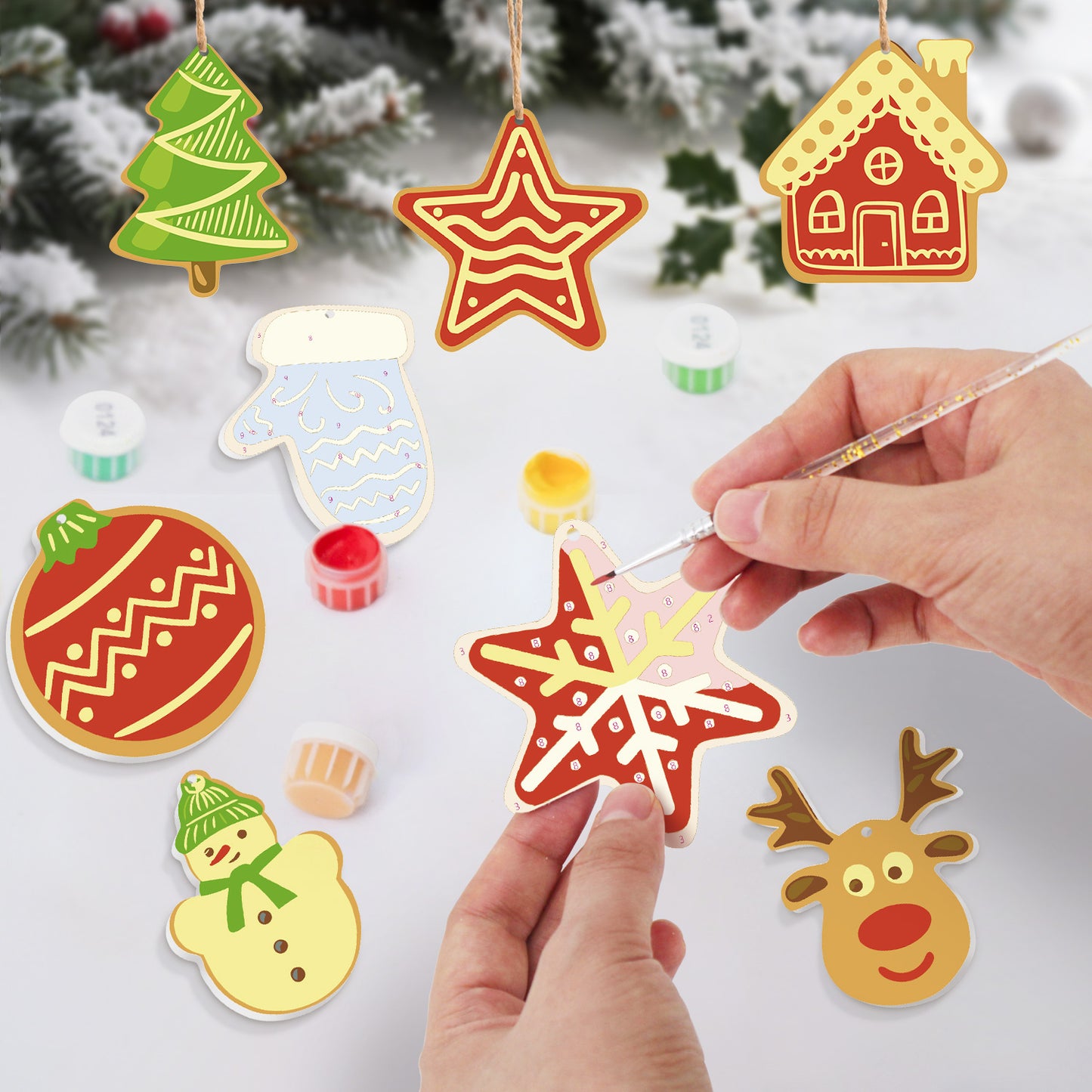 Bright Holiday Cheer – Christmas Ornament Paint by Numbers Kit (8pcs) Free Shipping - Paintarthub