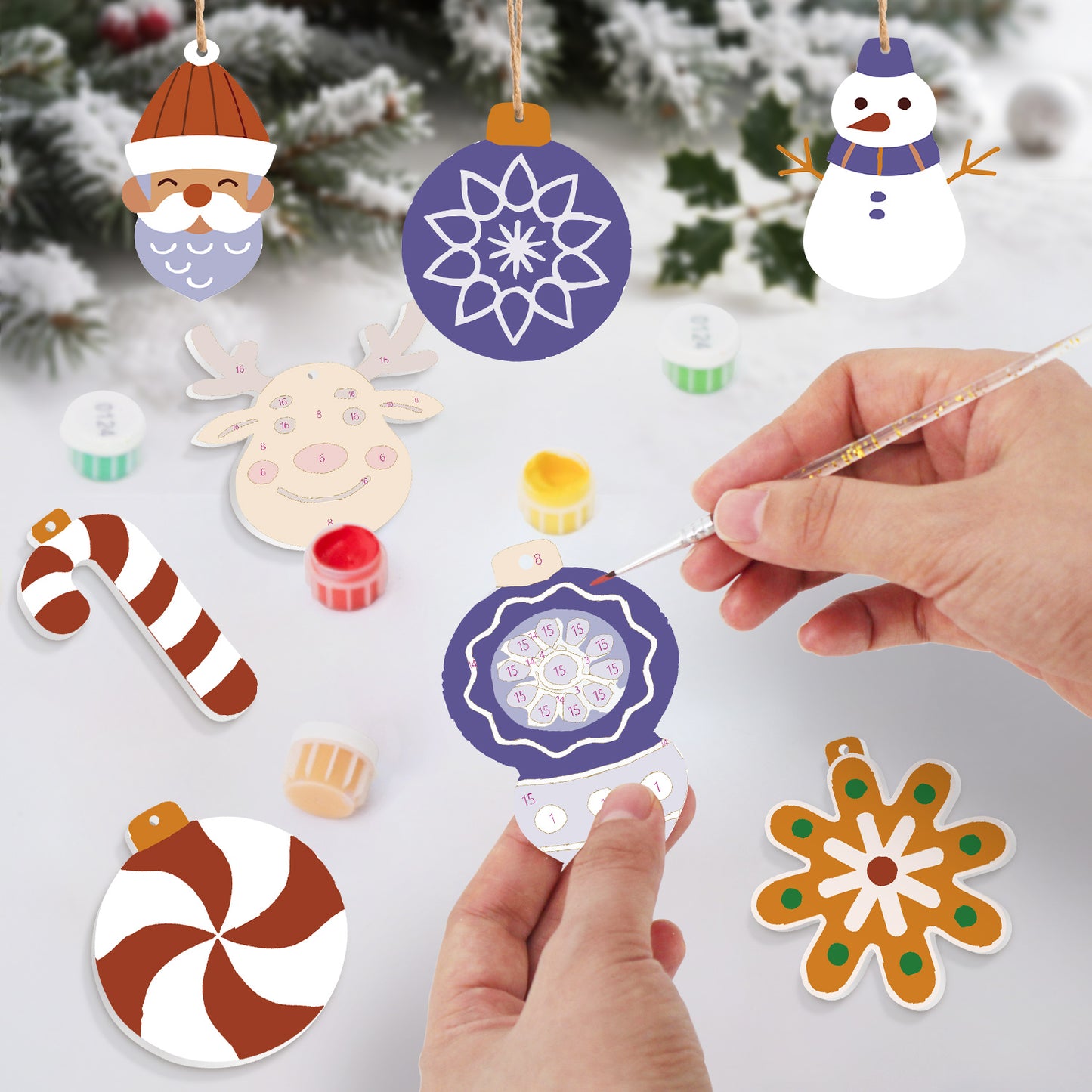 Nordic Christmas Ornaments Paint by Numbers Kit (8pcs) Free Shipping - Paintarthub