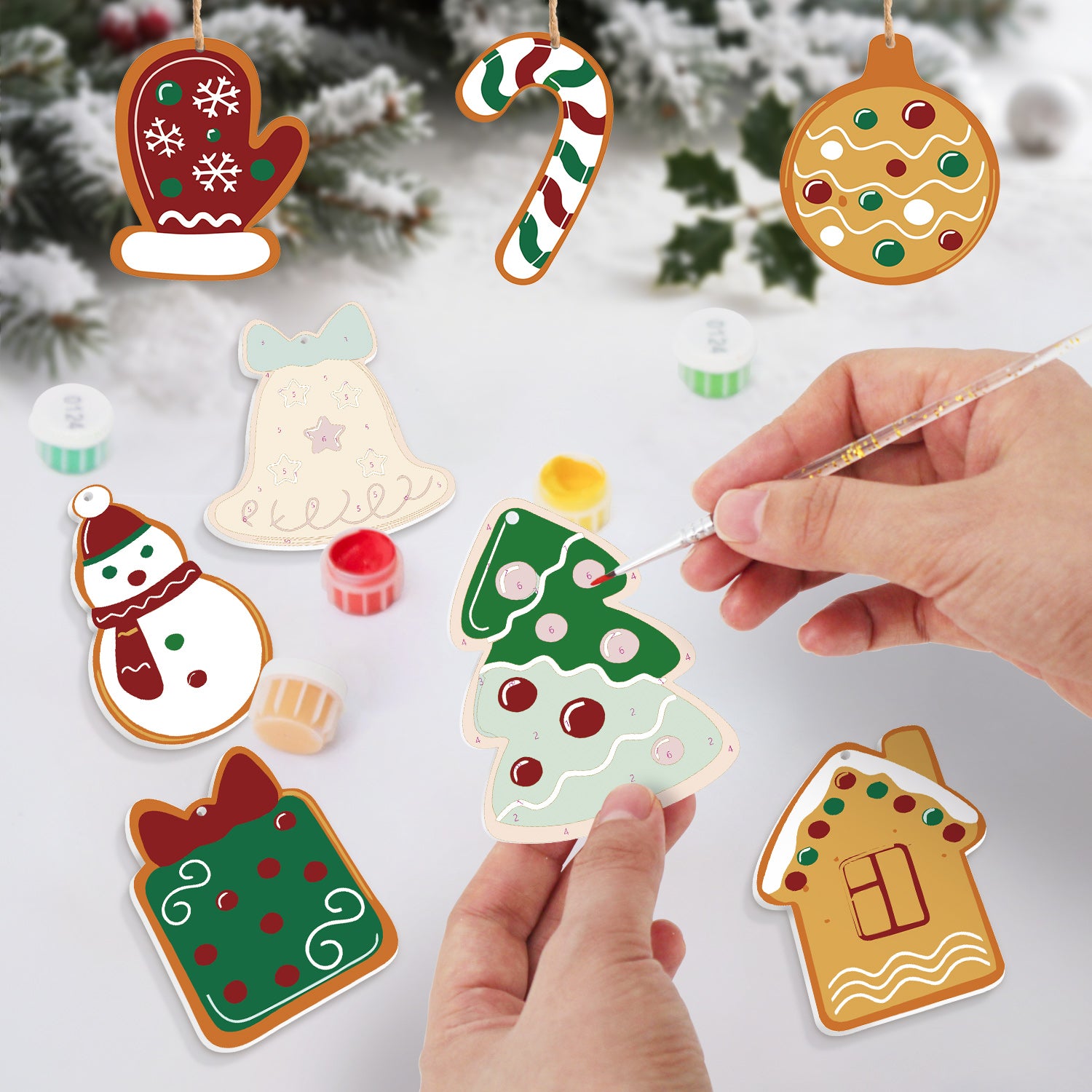 Sunny Holiday Cheer – Festive Ornament Paint by Numbers Kit (8pcs) Free Shipping - Paintarthub