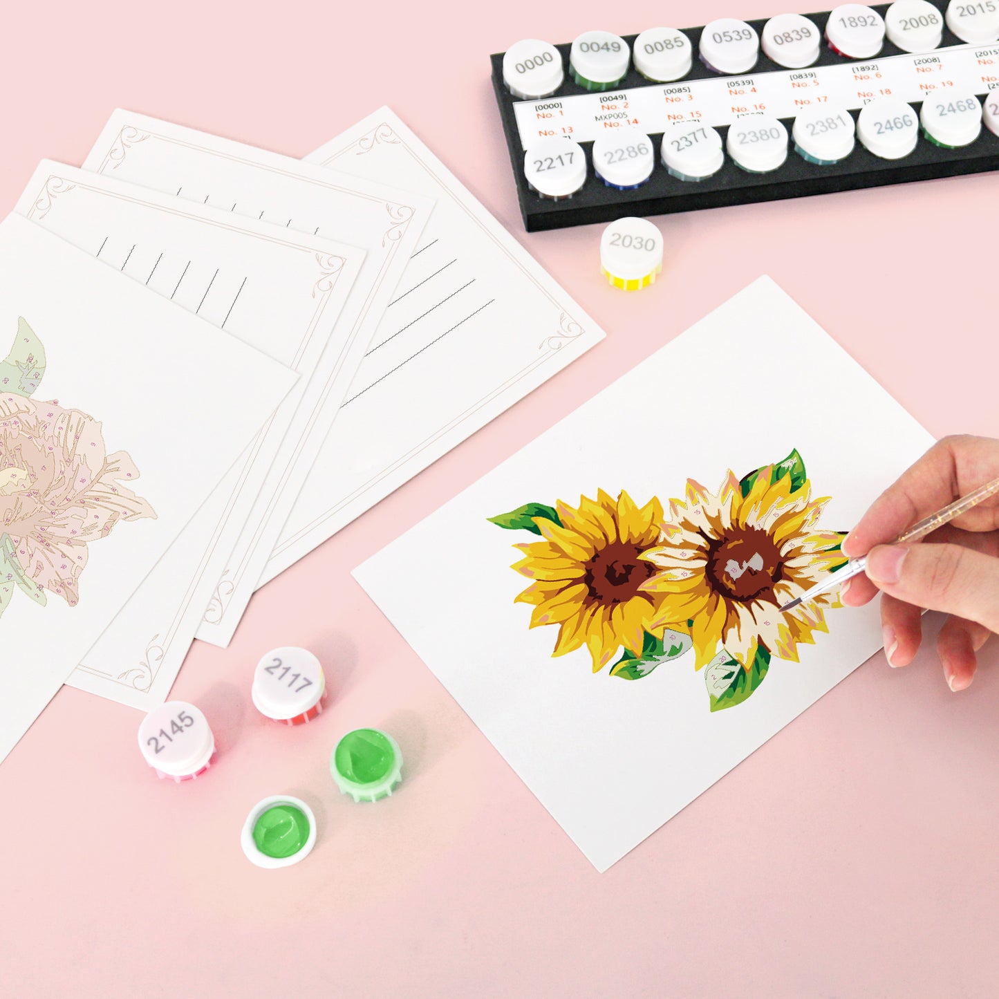 Floral Paint by Numbers Postcard Kit – Set of 5 Cards