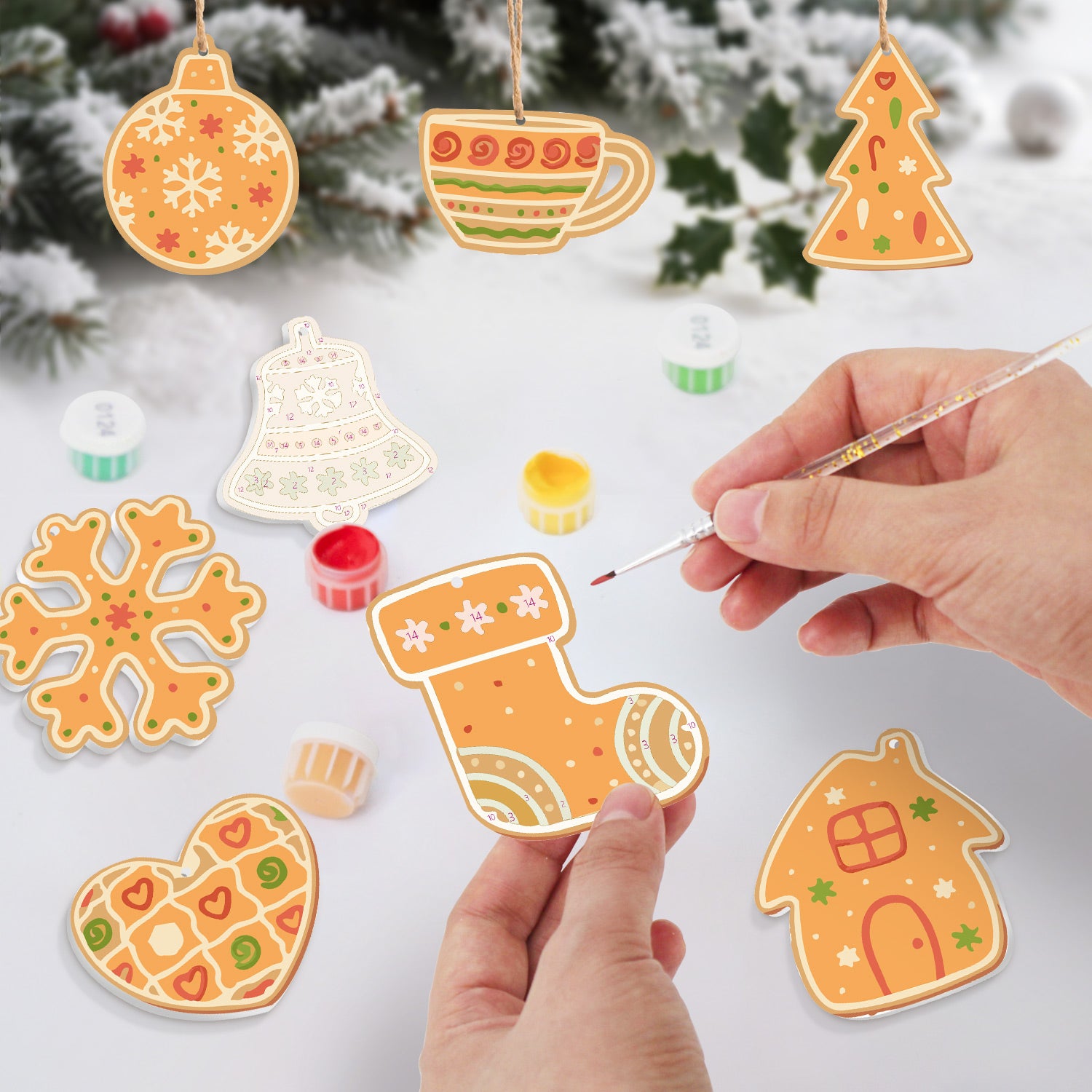 Gingerbread House Ornaments Paint by Numbers Kit (8pcs) Free Shipping - Paintarthub