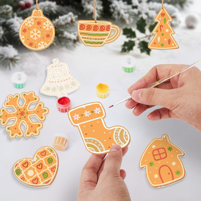 Gingerbread House Ornaments Paint by Numbers Kit (8pcs) Free Shipping - Paintarthub