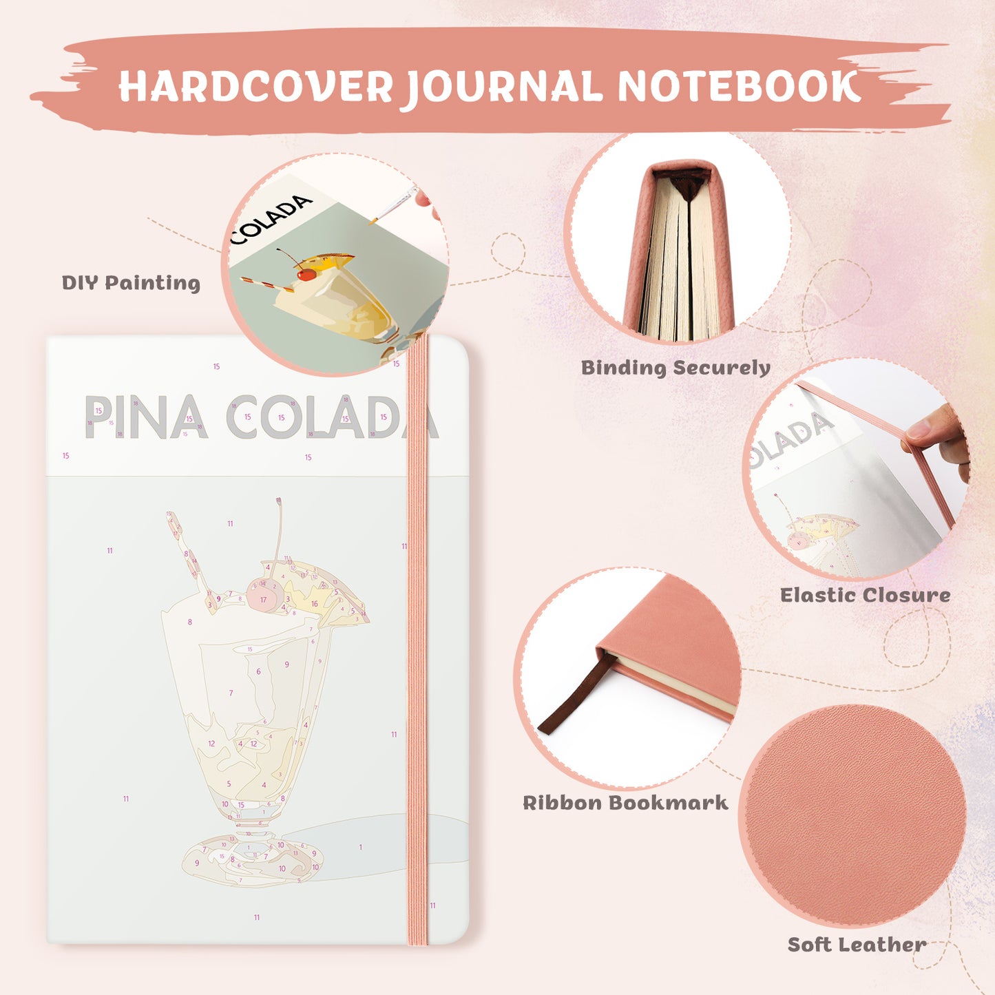 Cocktail Paint by Numbers Notebook - Pina Colada Free Shipping - Paintarthub