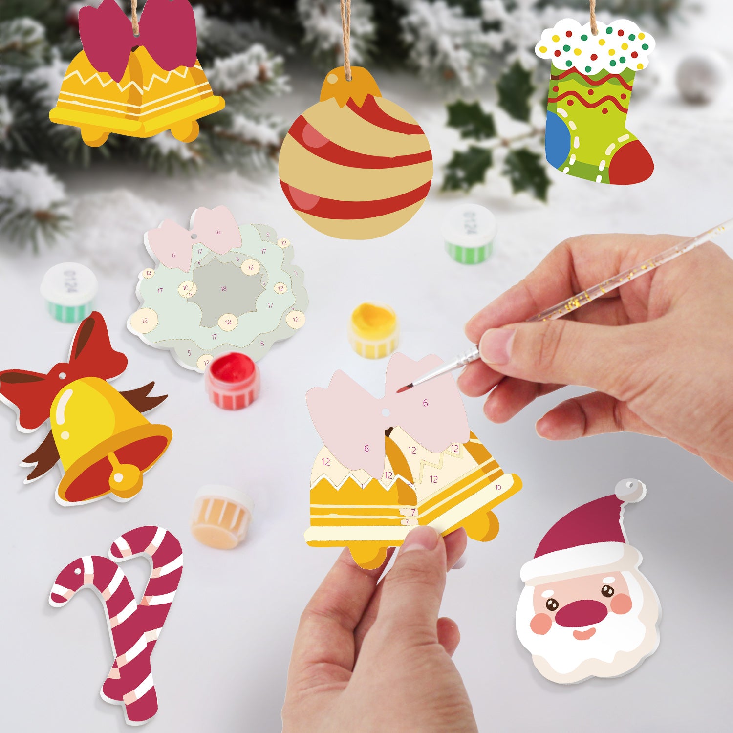 Jingle Bell Christmas Ornament Paint by Numbers Kit (8pcs) Free Shipping - Paintarthub