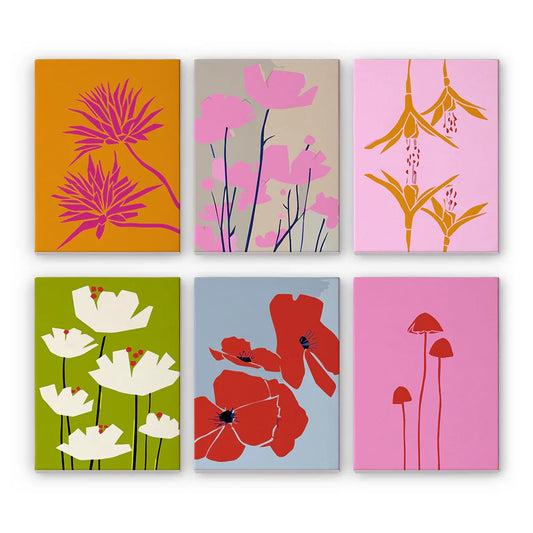 Mini Paint by Numbers 6 Pieces - Vibrant Floral Free Shipping - Paintarthub