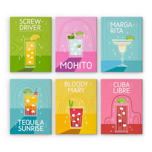 Mini Paint by Numbers 6 Pieces - Cocktail Themed Free Shipping - Paintarthub